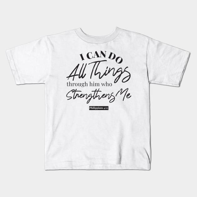 Philippians 4:13 White Ver II Kids T-Shirt by FlinArt